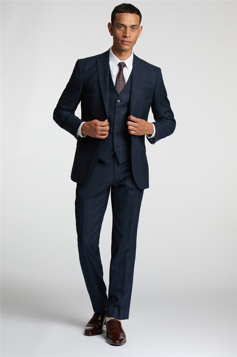 Formal Checked Navy Blue Suits – Voguenthreads