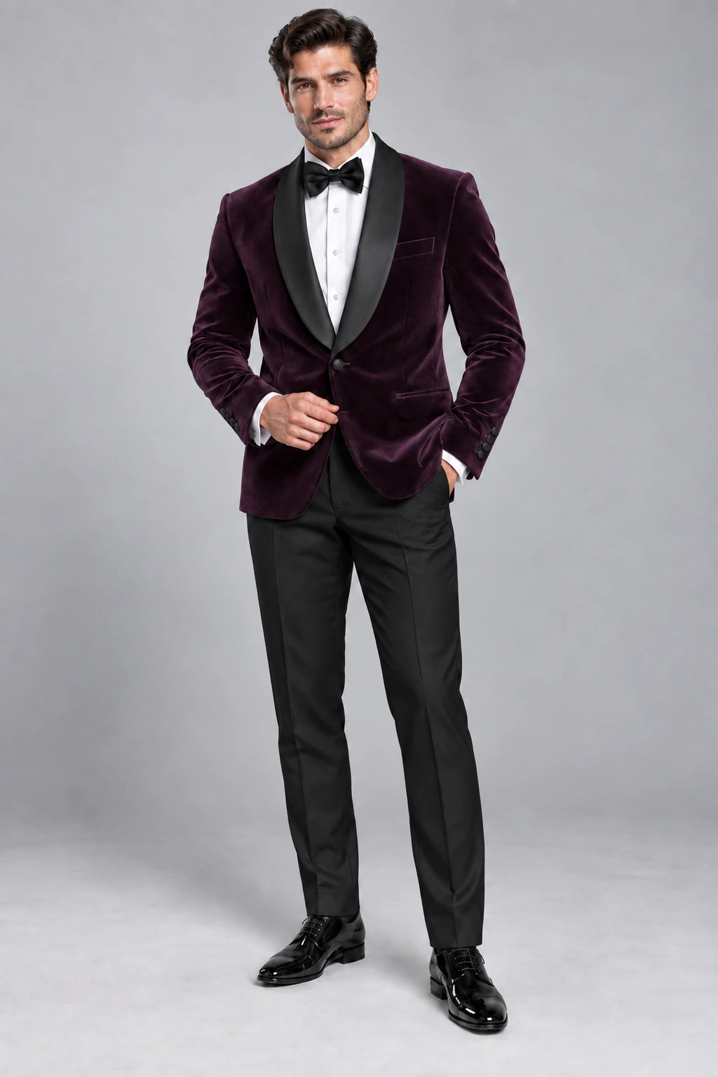 Men's Aubergine Velvet Two-Piece Dinner Suit