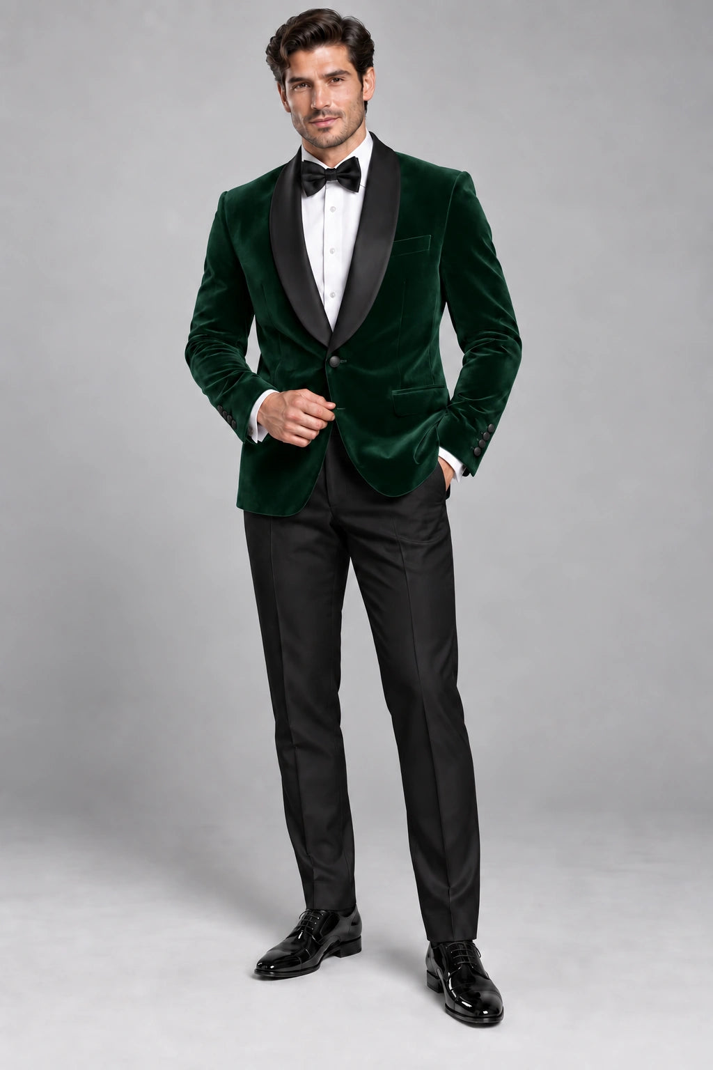 Men's Bottle Green Velvet Two-Piece Dinner Suit