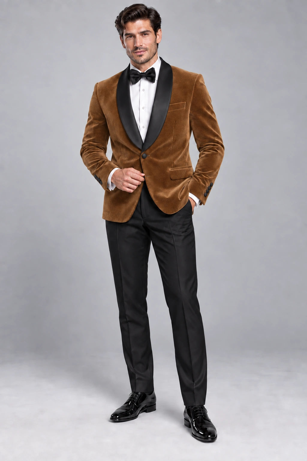 Men's Camel Velvet Two-Piece Dinner Suit