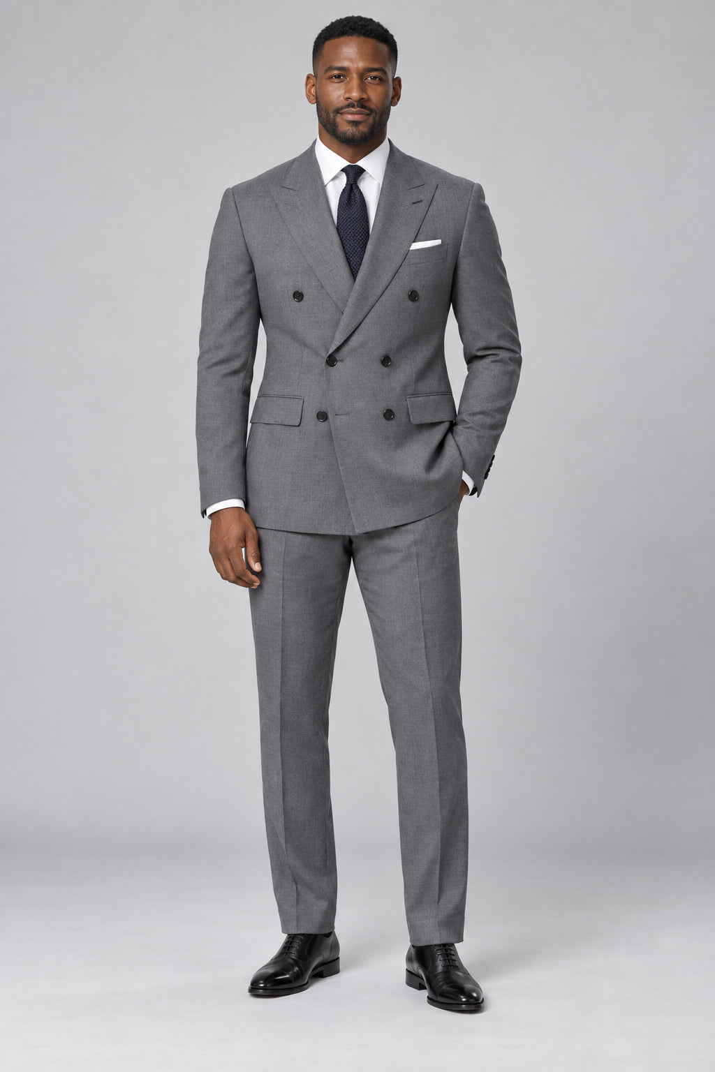 Men’s Cool Graphite Grey Double-Breasted Two-Piece Business & Wedding Suit