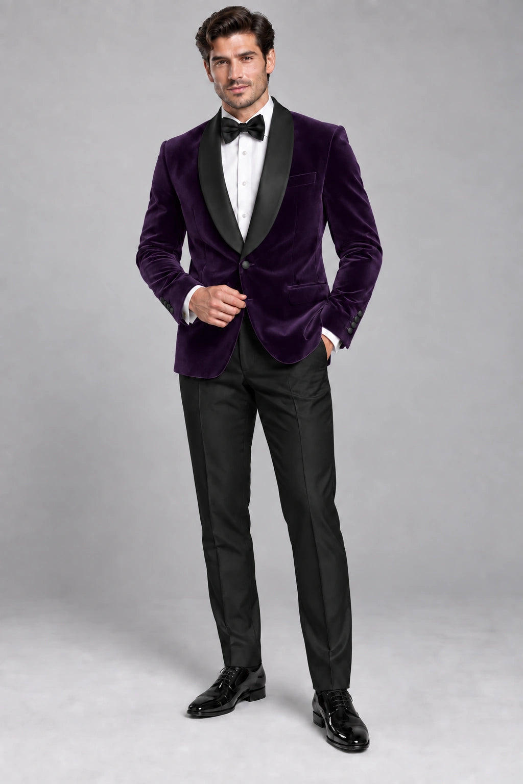 Men's Deep Purple Velvet Two-Piece Dinner Suit