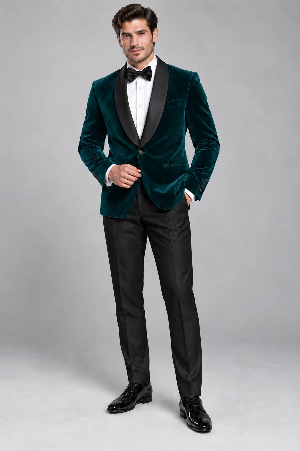 Men's Deep Teal Velvet Two-Piece Dinner Suit