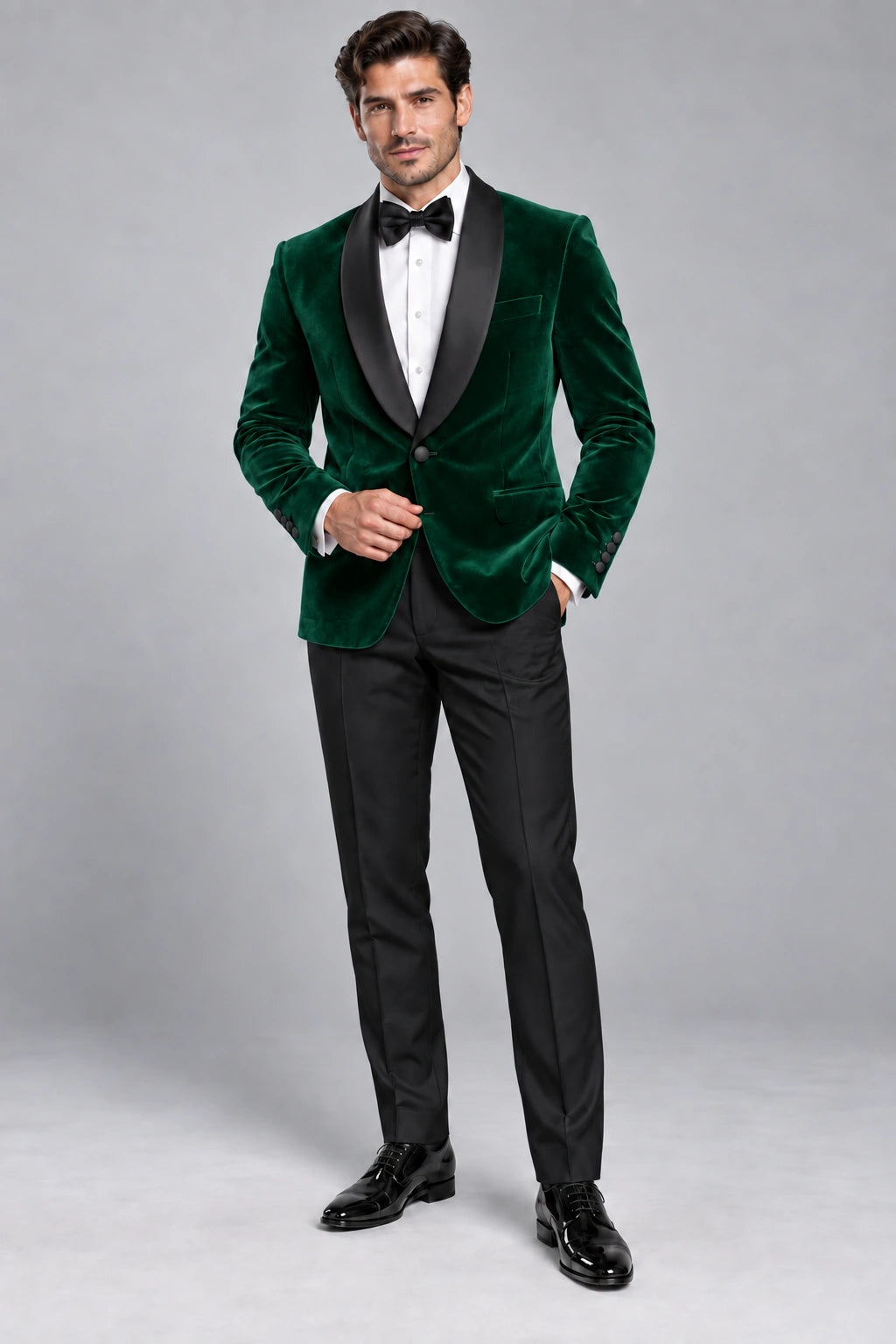 Men's Emerald Green Velvet Two-Piece Dinner Suit