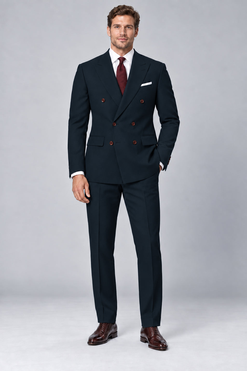Men’s Midnight Ink Navy Double-Breasted Two-Piece Business & Wedding Suit