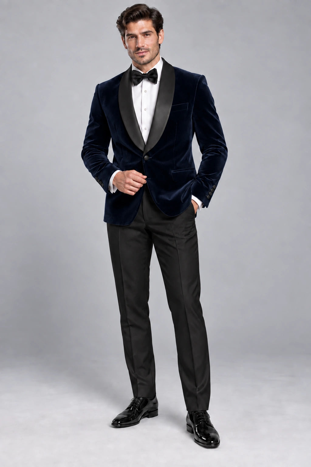 Men's Midnight Navy Velvet Two-Piece Dinner Suit