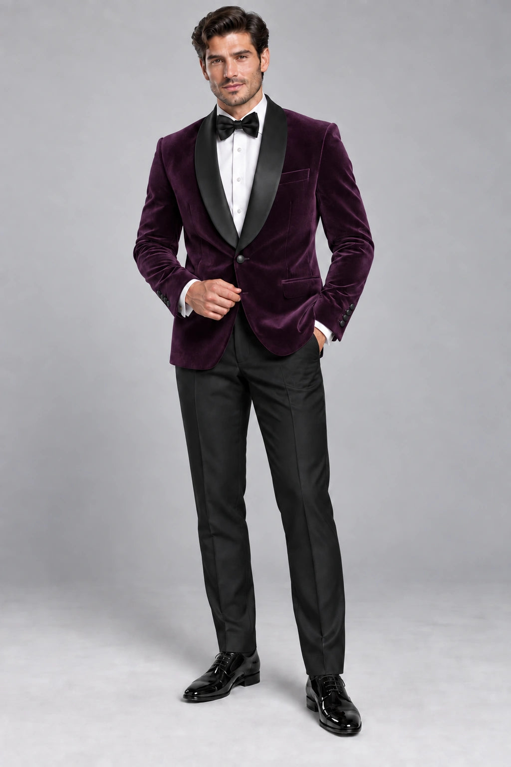 Men's Plum Velvet Two-Piece Dinner Suit