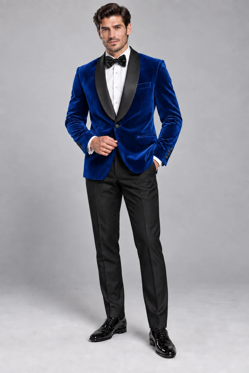 Men's Royal Blue Velvet Two-Piece Dinner Suit