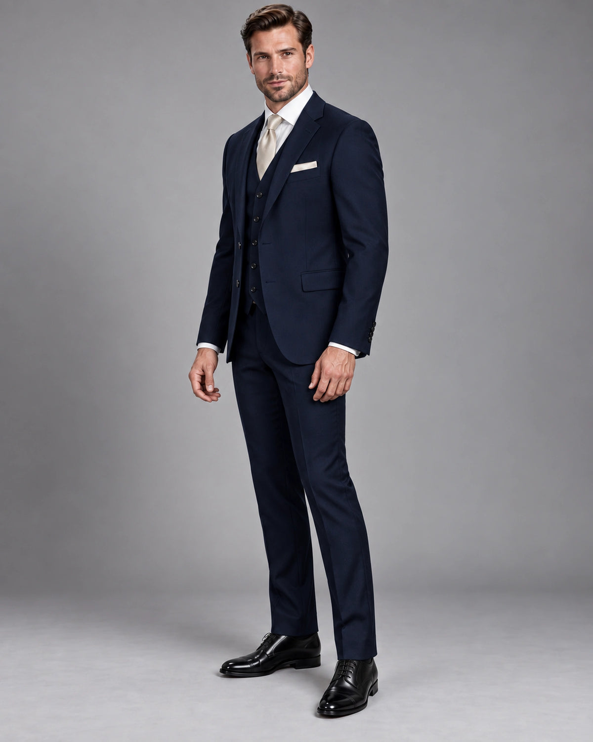 Men’s Midnight Navy Three-Piece Wedding Suit