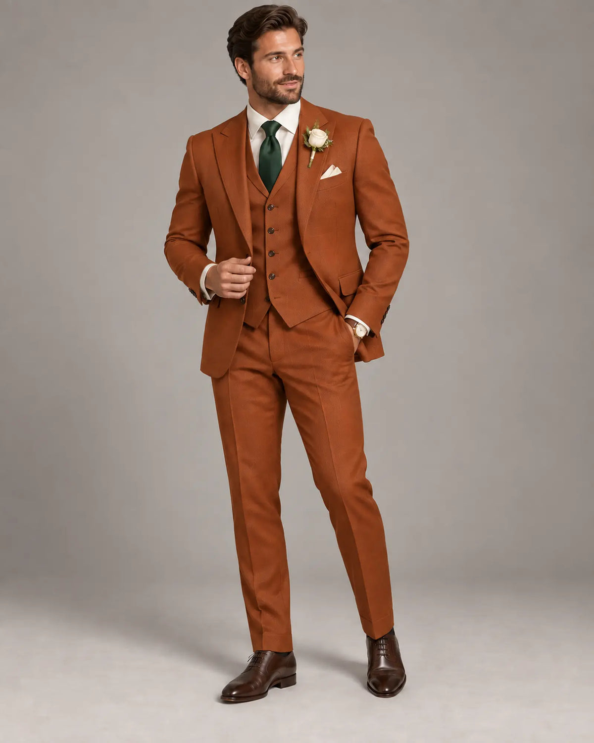 Men’s Burnished Copper Three-Piece Wedding Suit