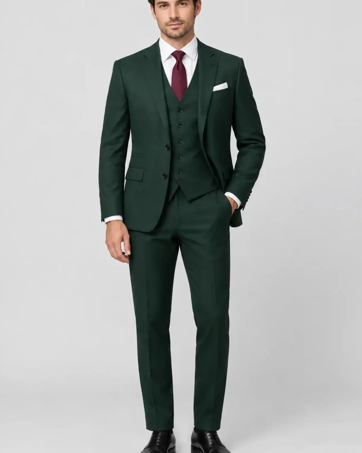 Men’s Deep Forest Green Three-Piece Business & Wedding Suit