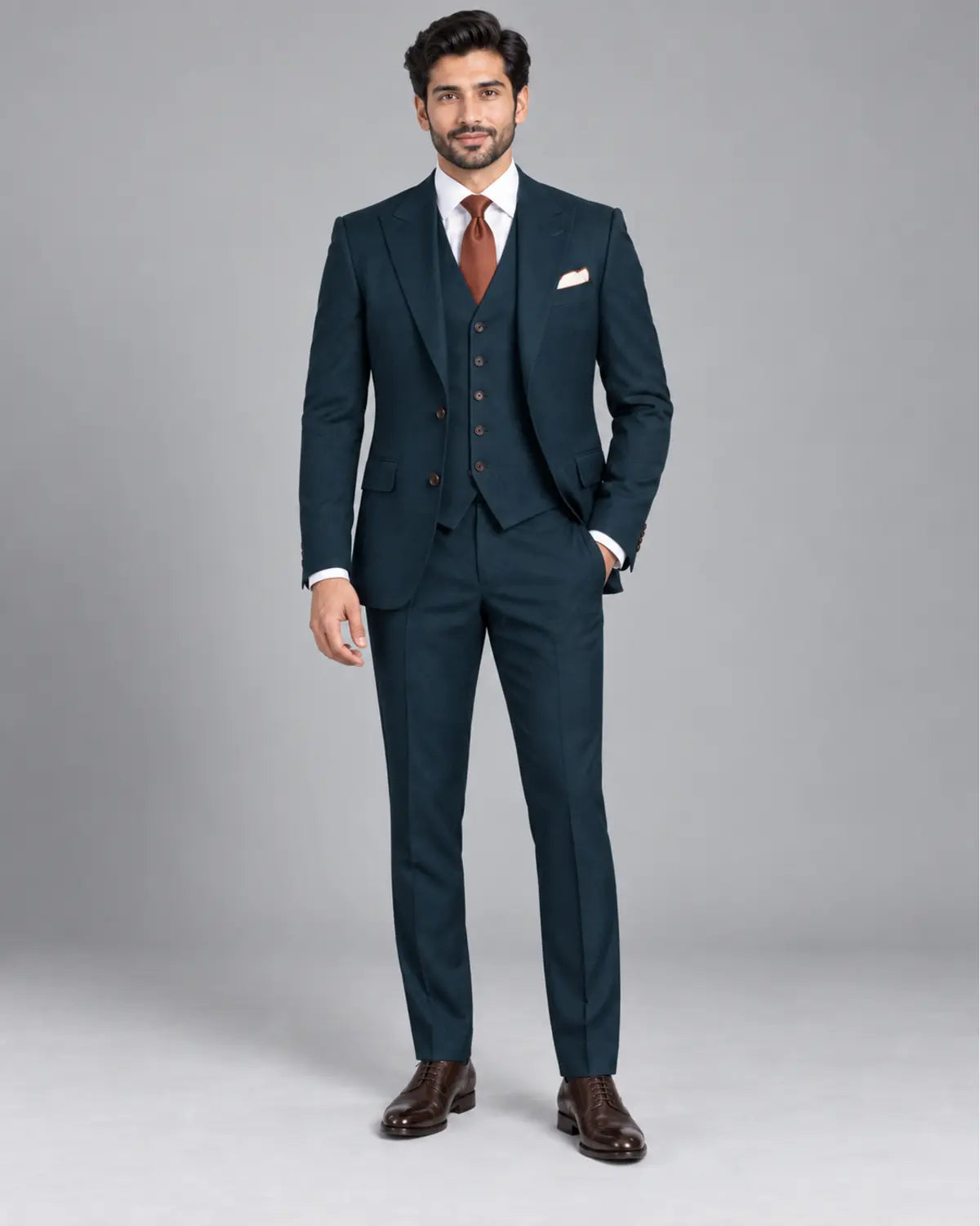 Men’s Deep Teal Three-Piece Business & Wedding Suit