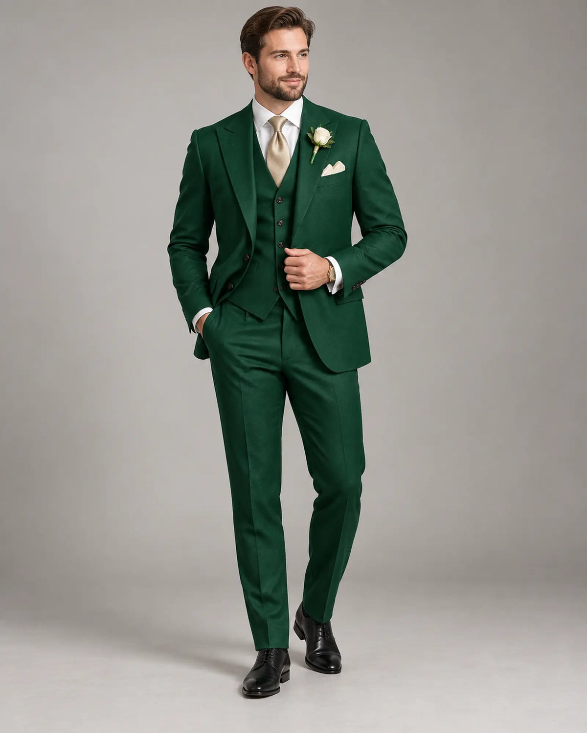 Men’s Emerald Green Three-Piece Wedding Suit