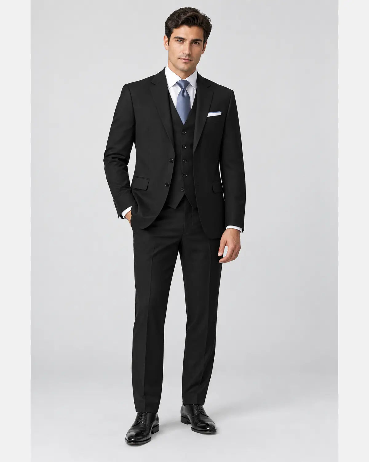 Men’s Jet Black Three-Piece Business & Wedding Suit