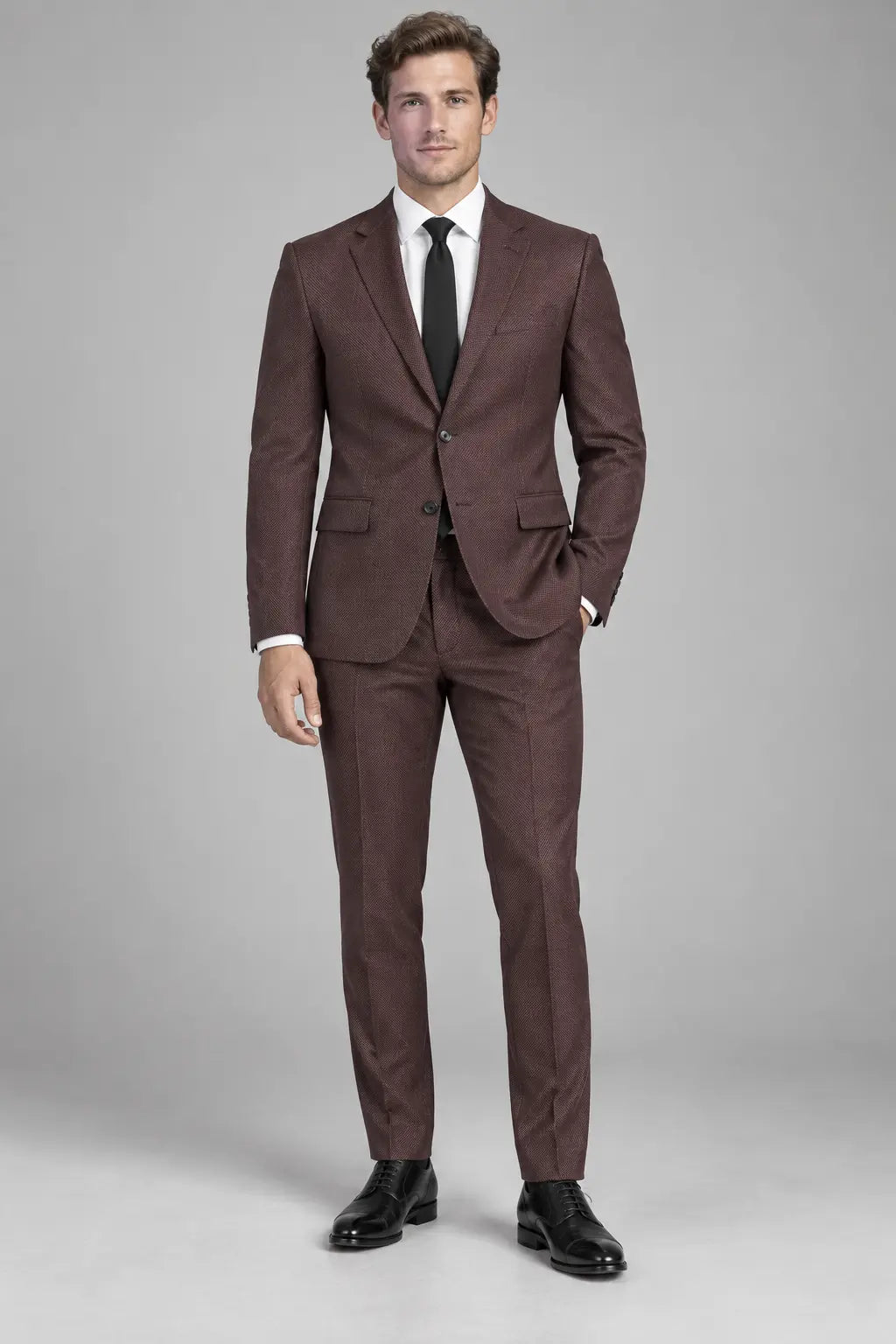 Men’s Mahogany Burgundy Two-Piece Business & Wedding Suit