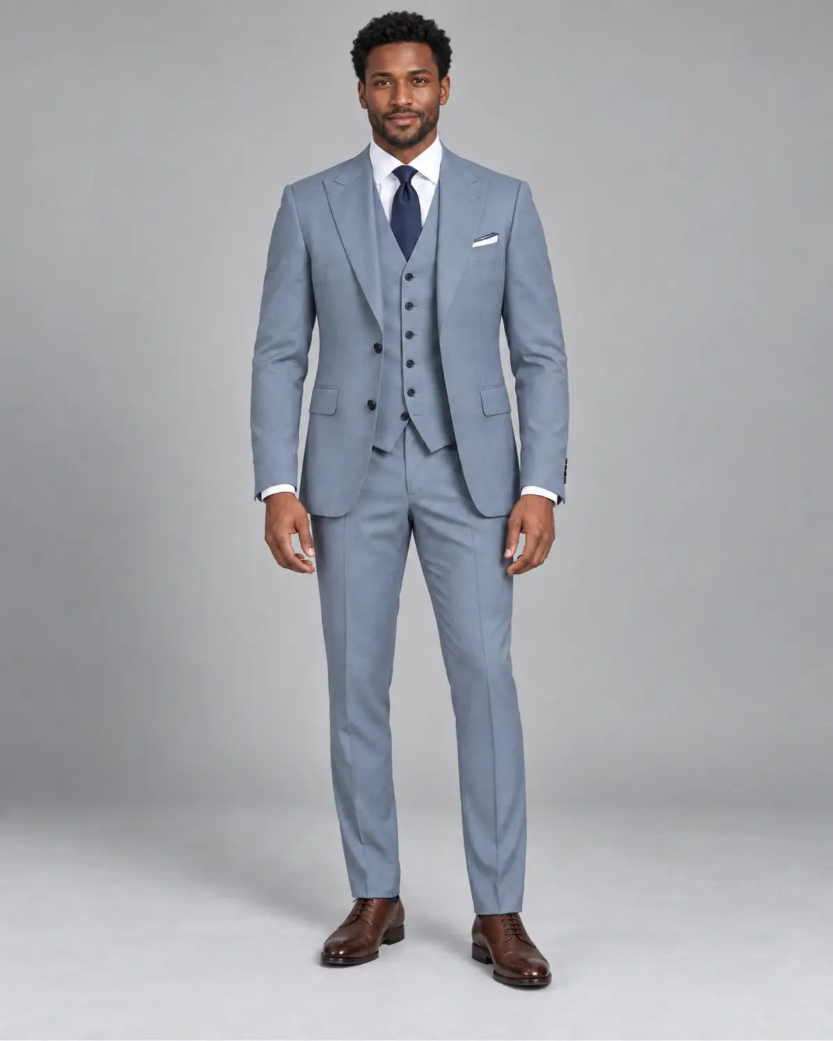 Men’s Powder Blue Three-Piece Business & Wedding Suit