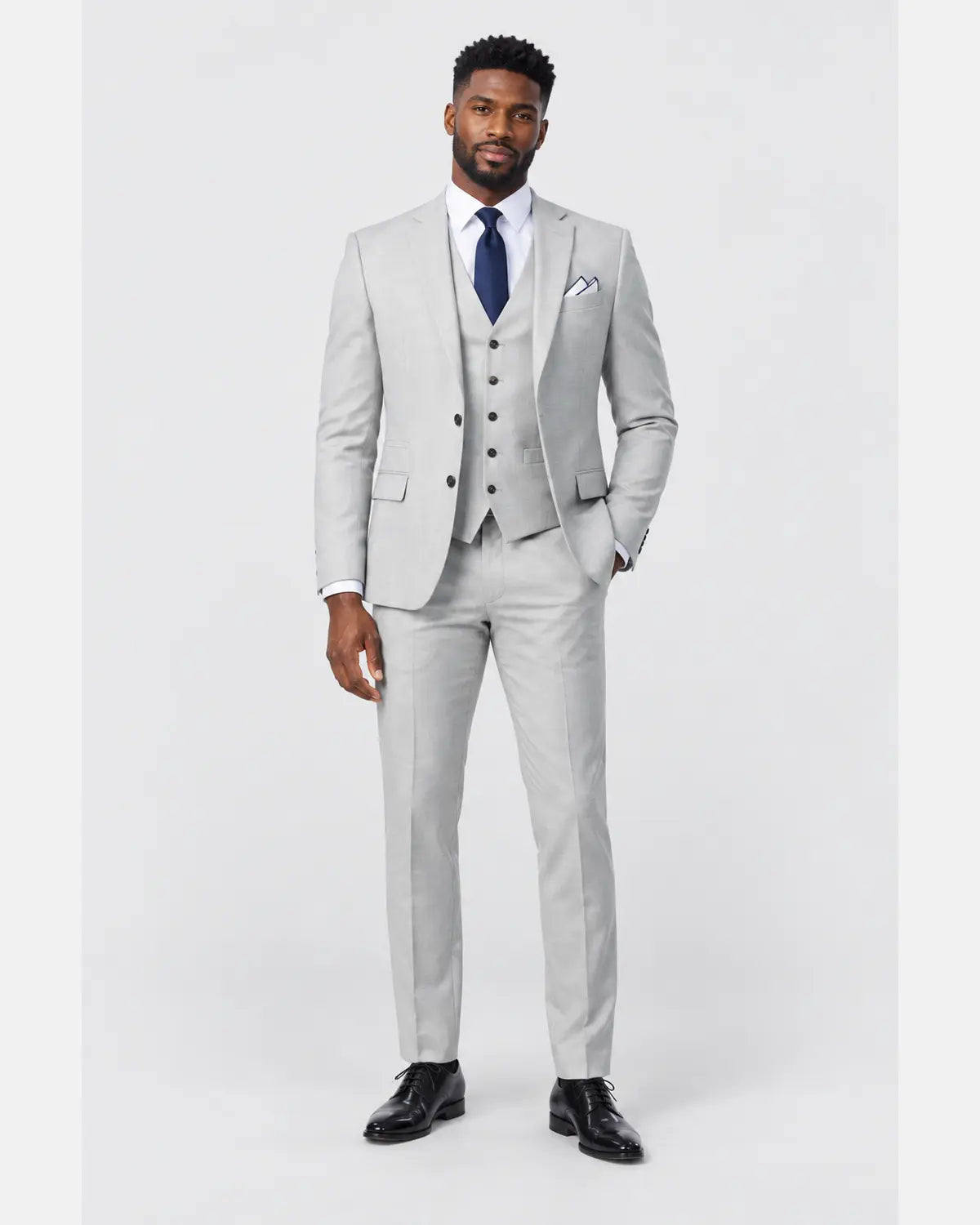 Men’s Silver Mist Grey Three-Piece Business & Wedding Suit