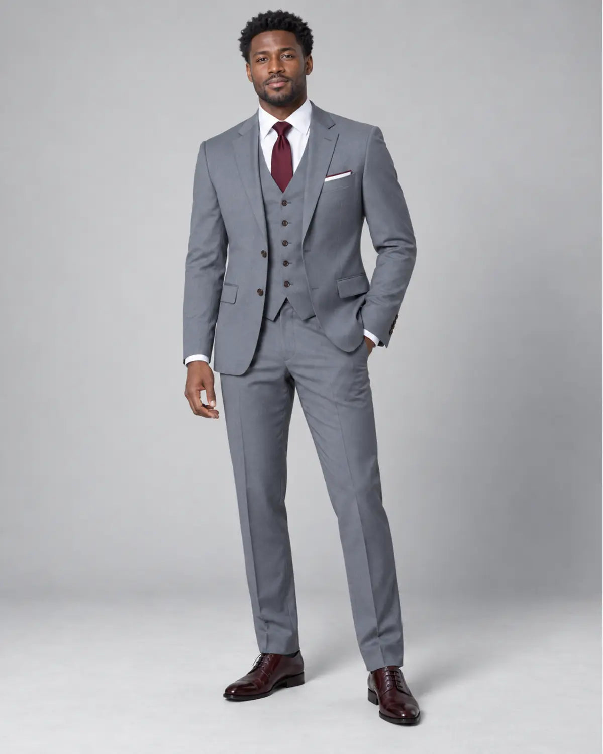 Men’s Steel Grey Three-Piece Business & Wedding Suit