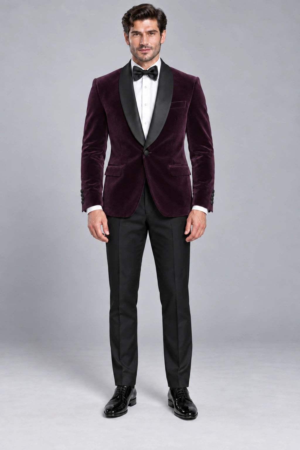 Men's Aubergine Velvet Two-Piece Dinner Suit