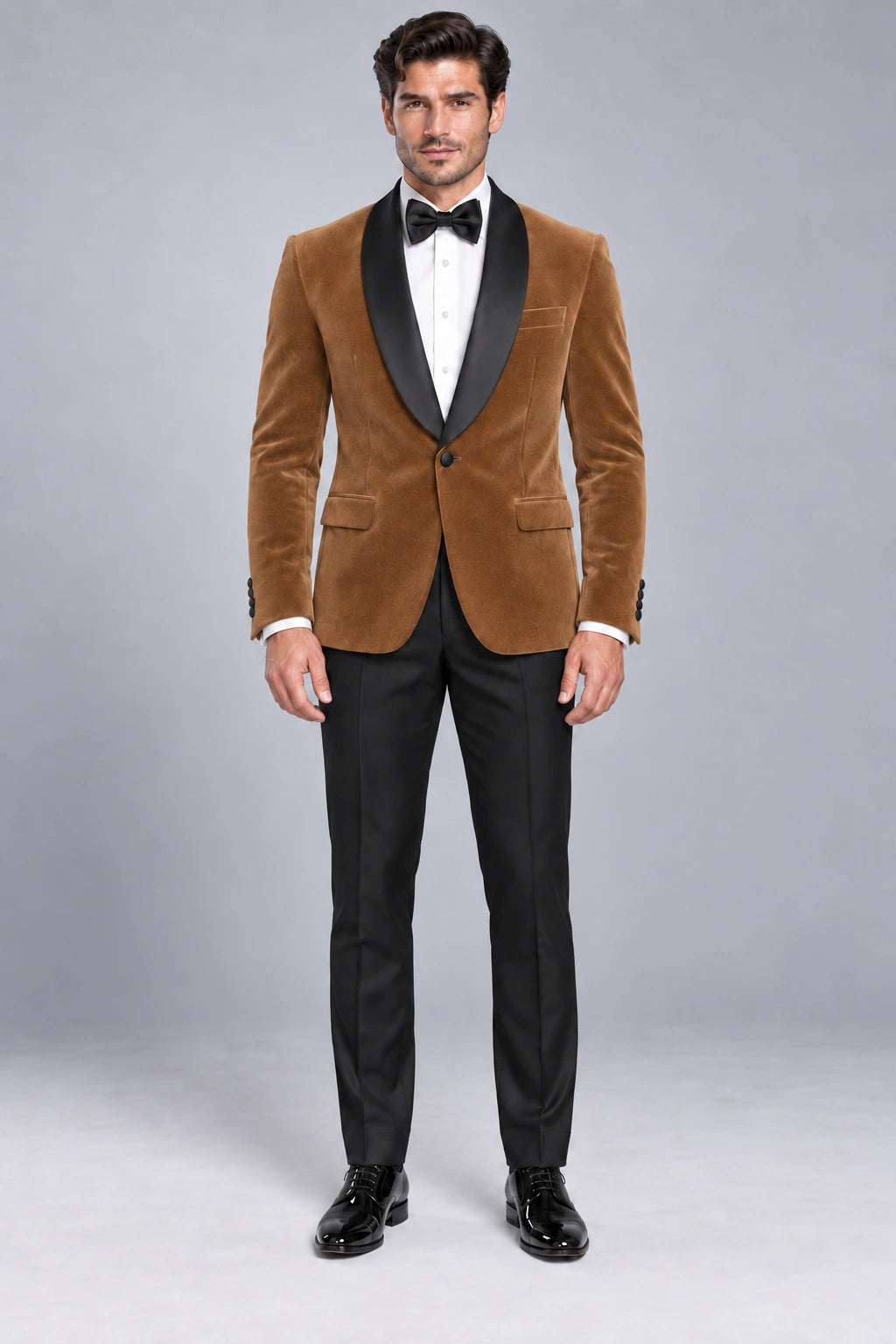 Men's Camel Velvet Two-Piece Dinner Suit