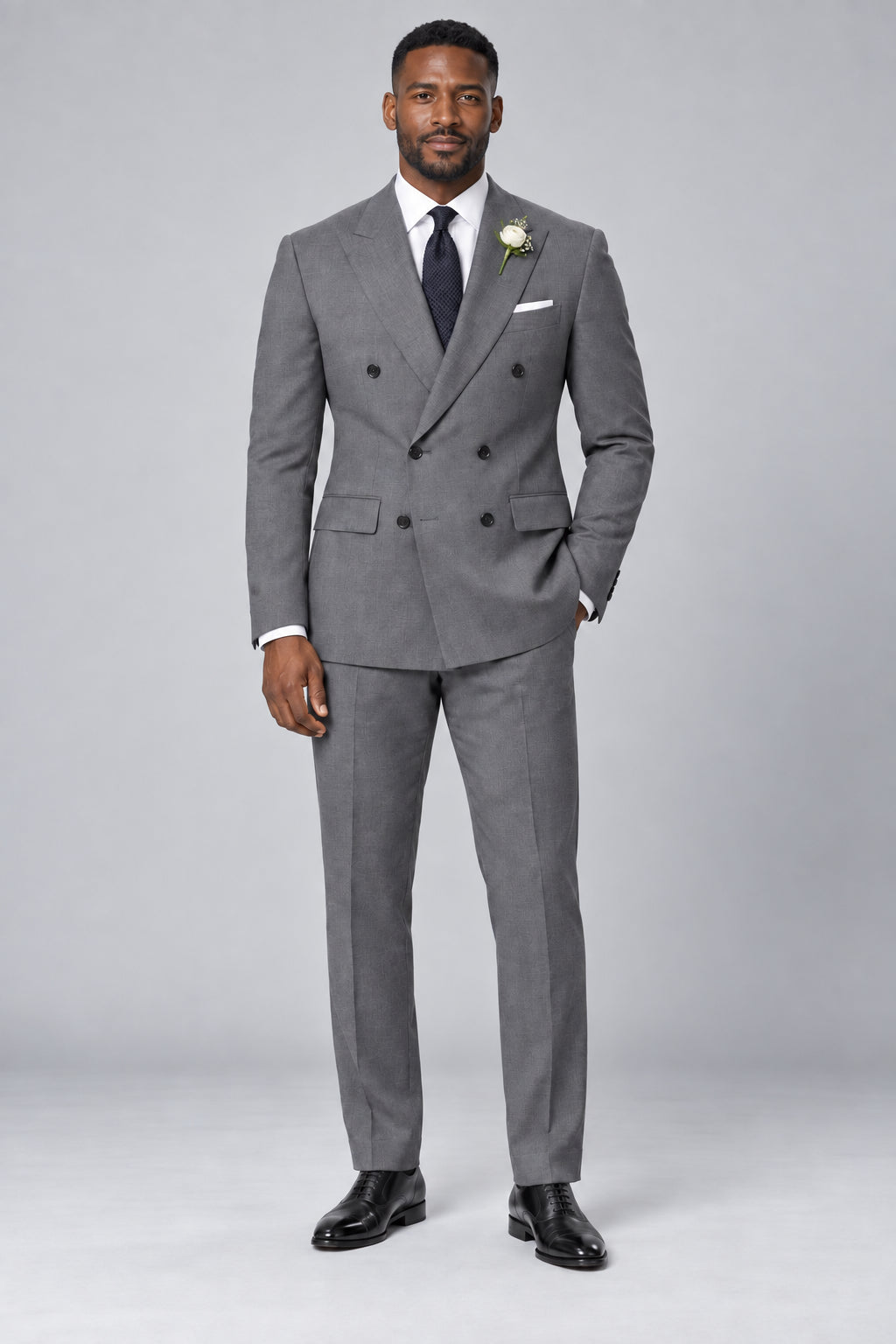 Men’s Cool Graphite Grey Double-Breasted Two-Piece Business & Wedding Suit