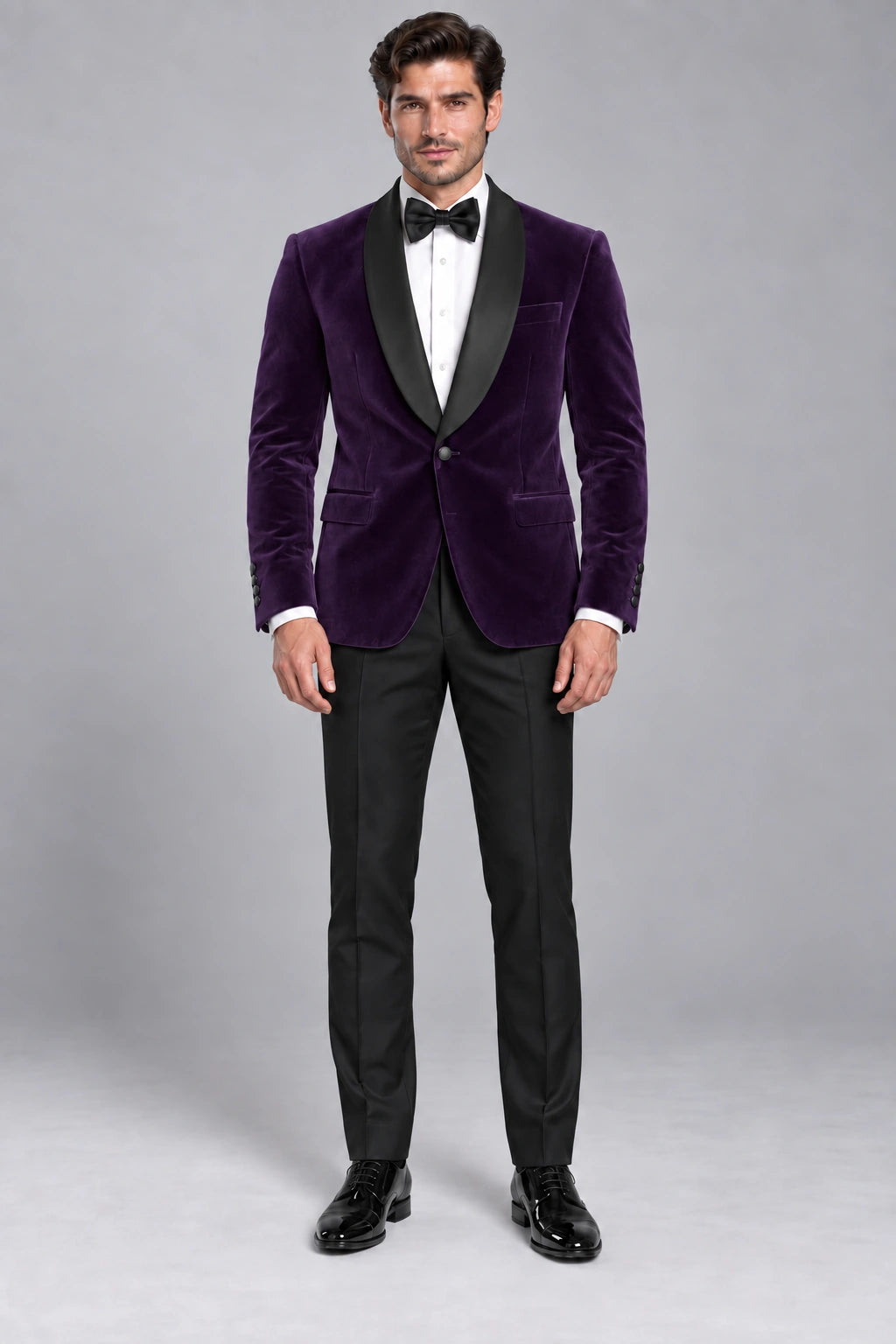 Men's Deep Purple Velvet Two-Piece Dinner Suit