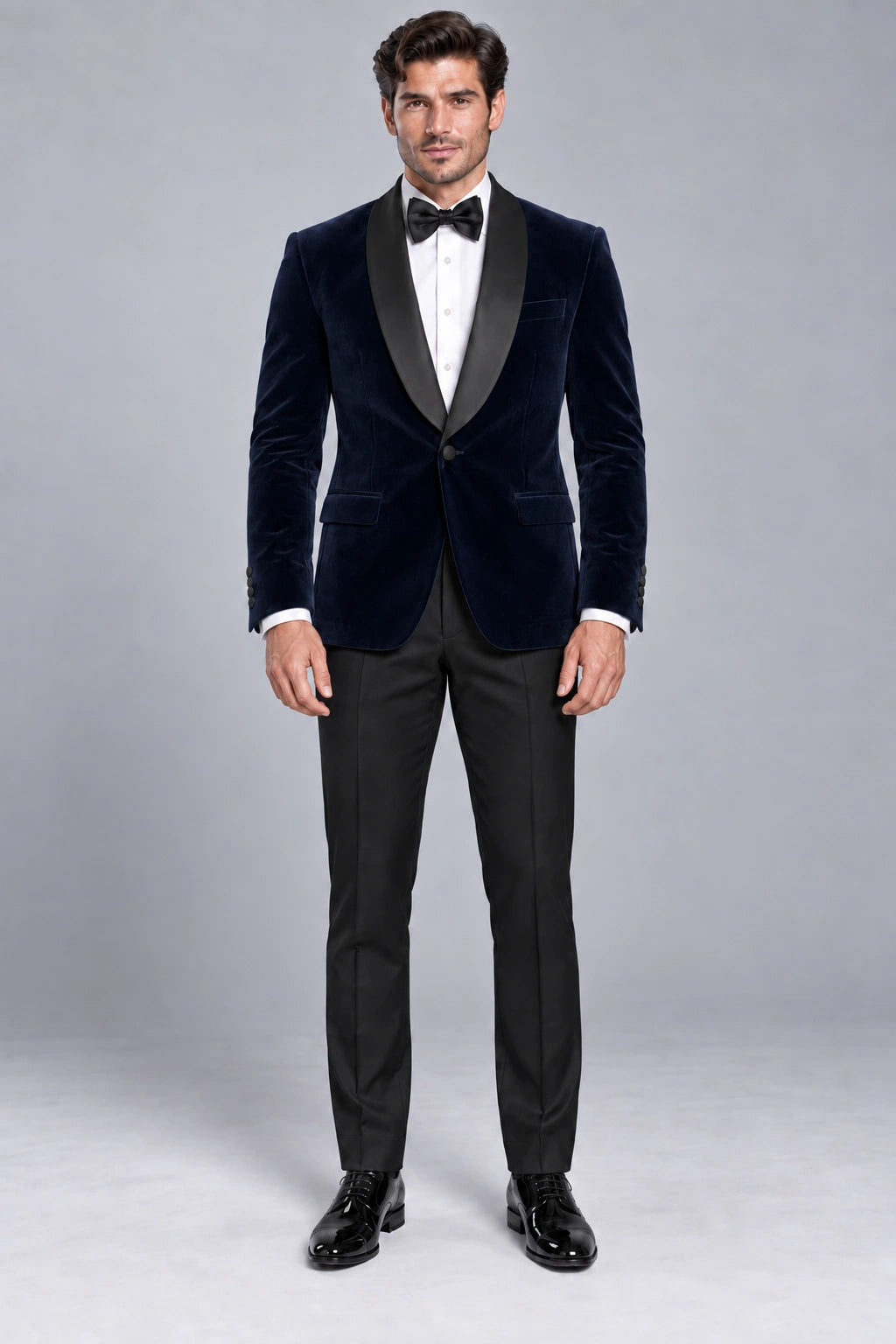 Men's Midnight Navy Velvet Two-Piece Dinner Suit