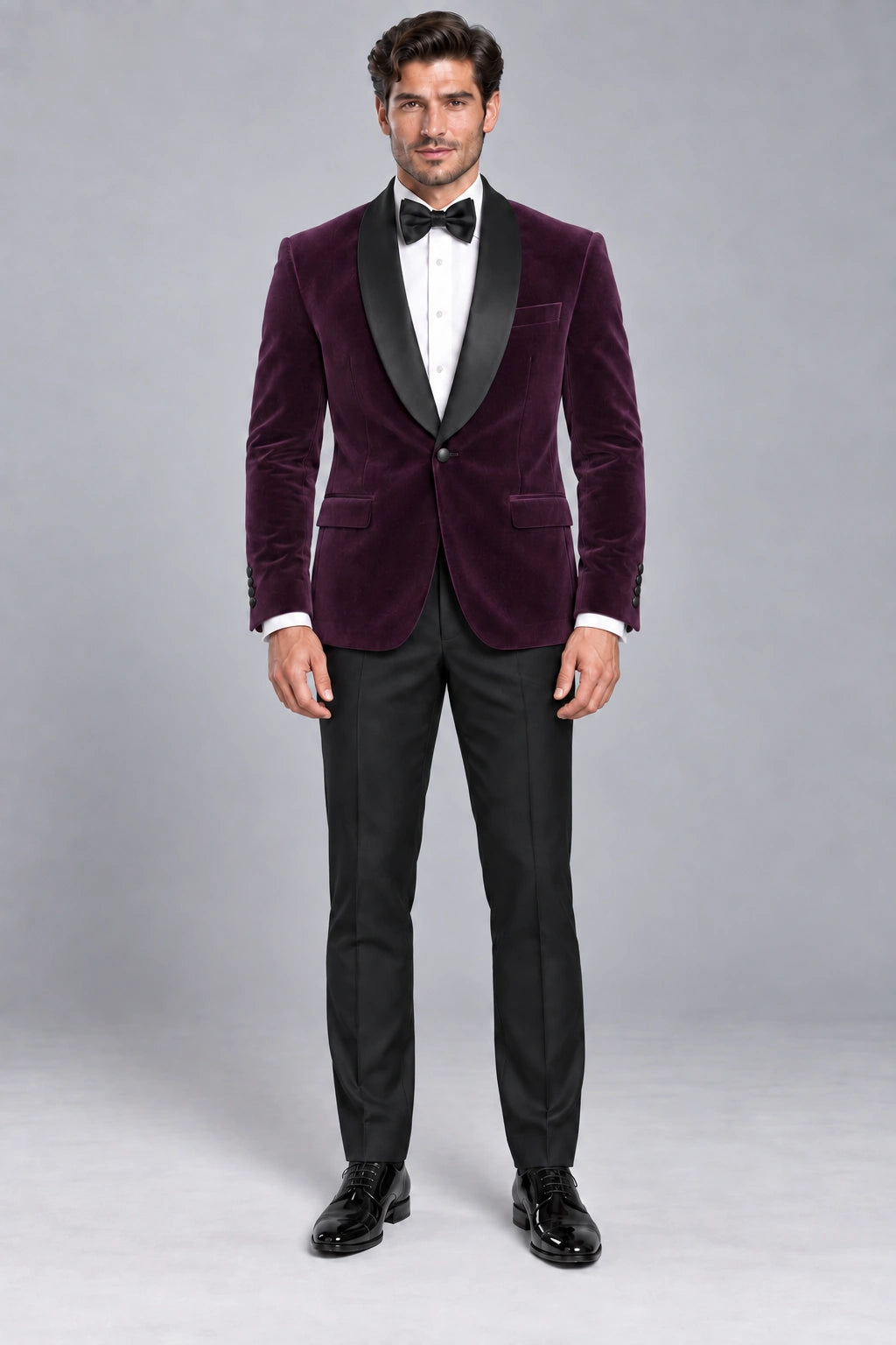 Men's Plum Velvet Two-Piece Dinner Suit