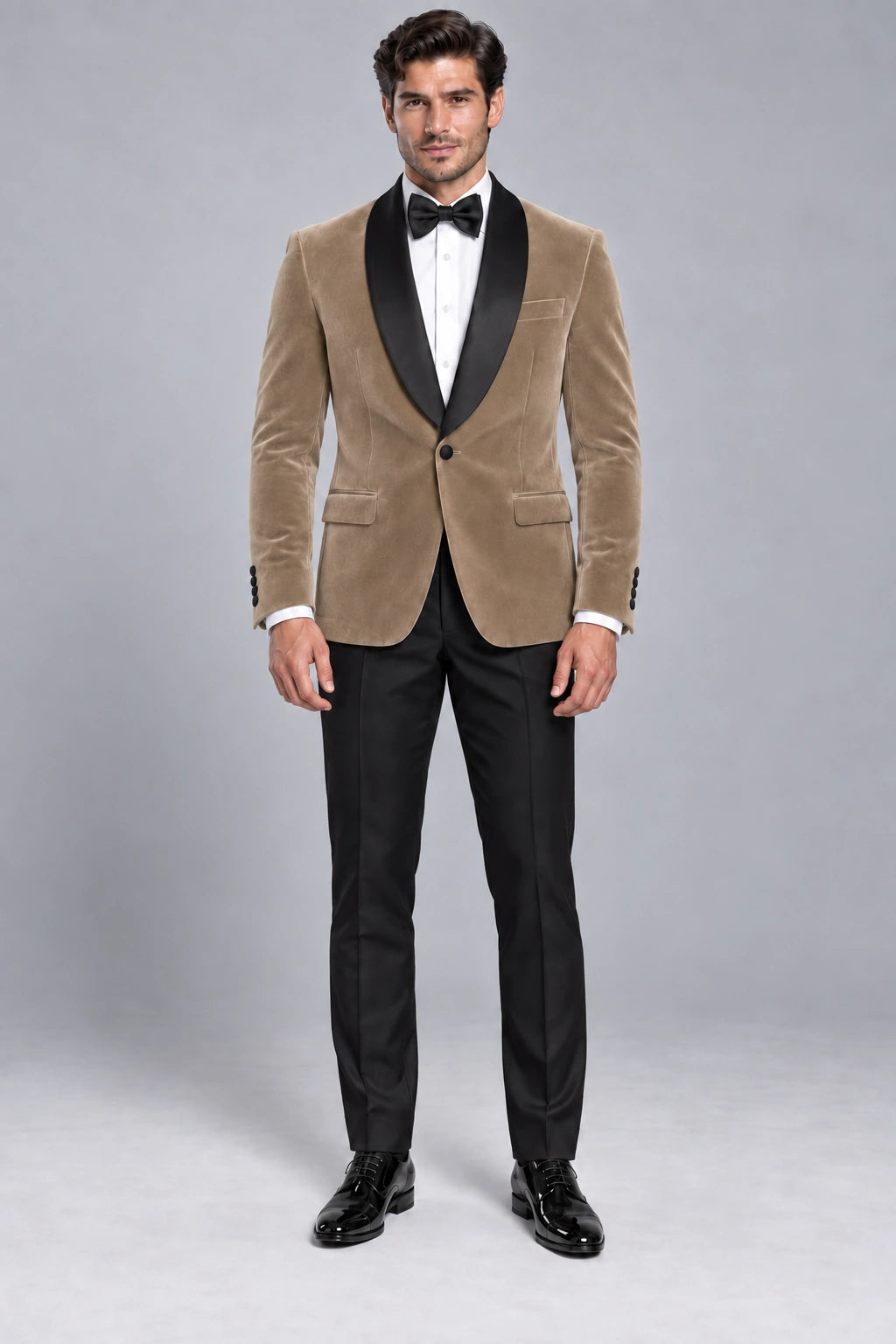 Men's Sandstone Beige Velvet Two-Piece Dinner Suit