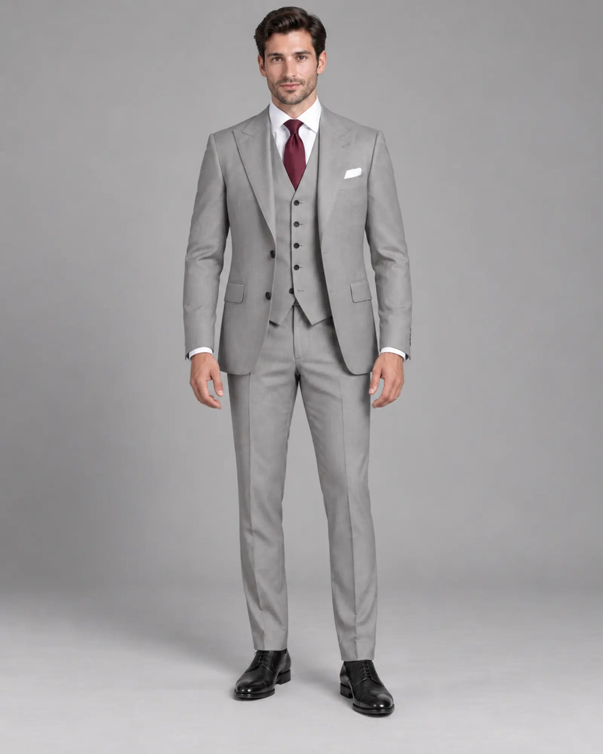 Men’s Silver Dove Grey Three-Piece Wedding Suit
