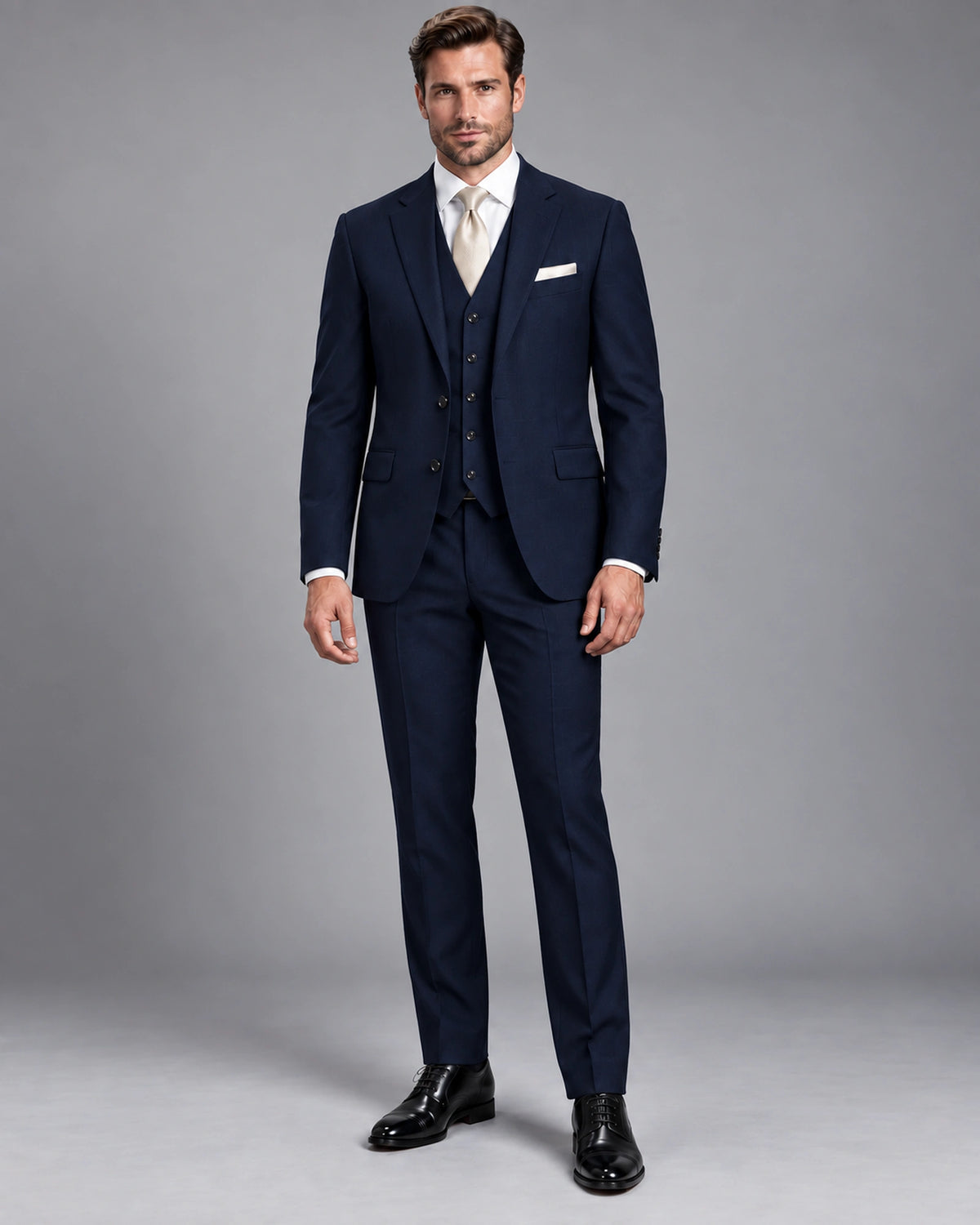 Men’s Midnight Navy Three-Piece Wedding Suit