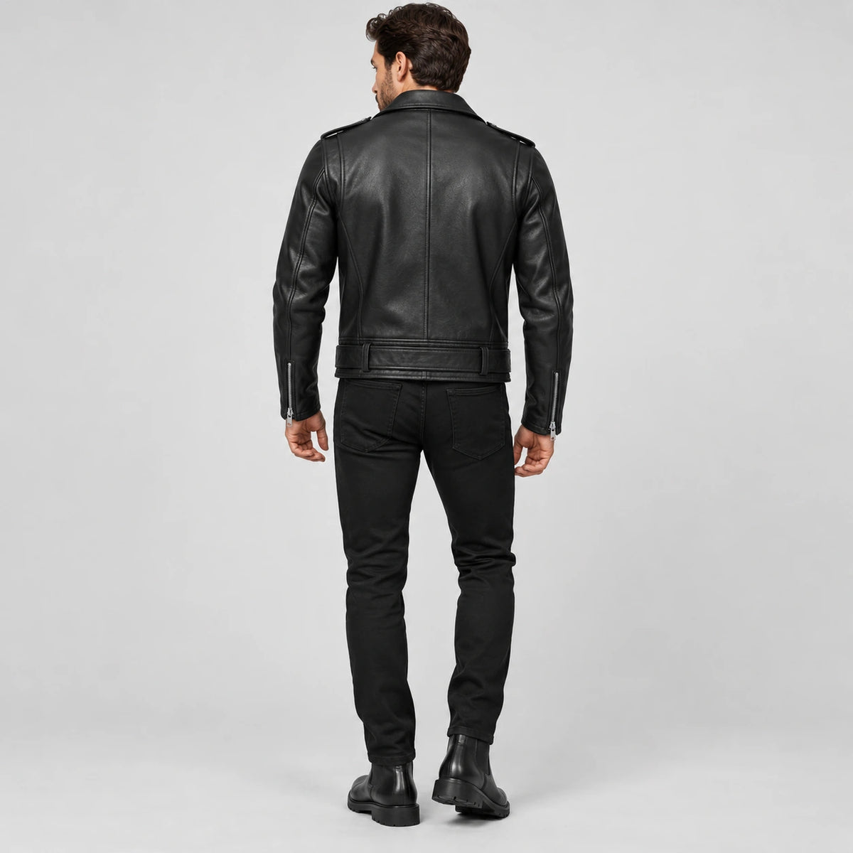 Men's Black Biker Leather Jacket
