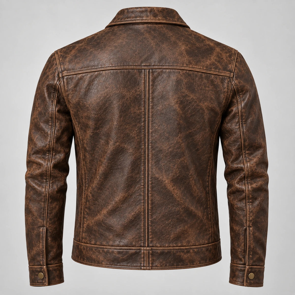 Men's Vintage Distressed Brown Leather Jacket