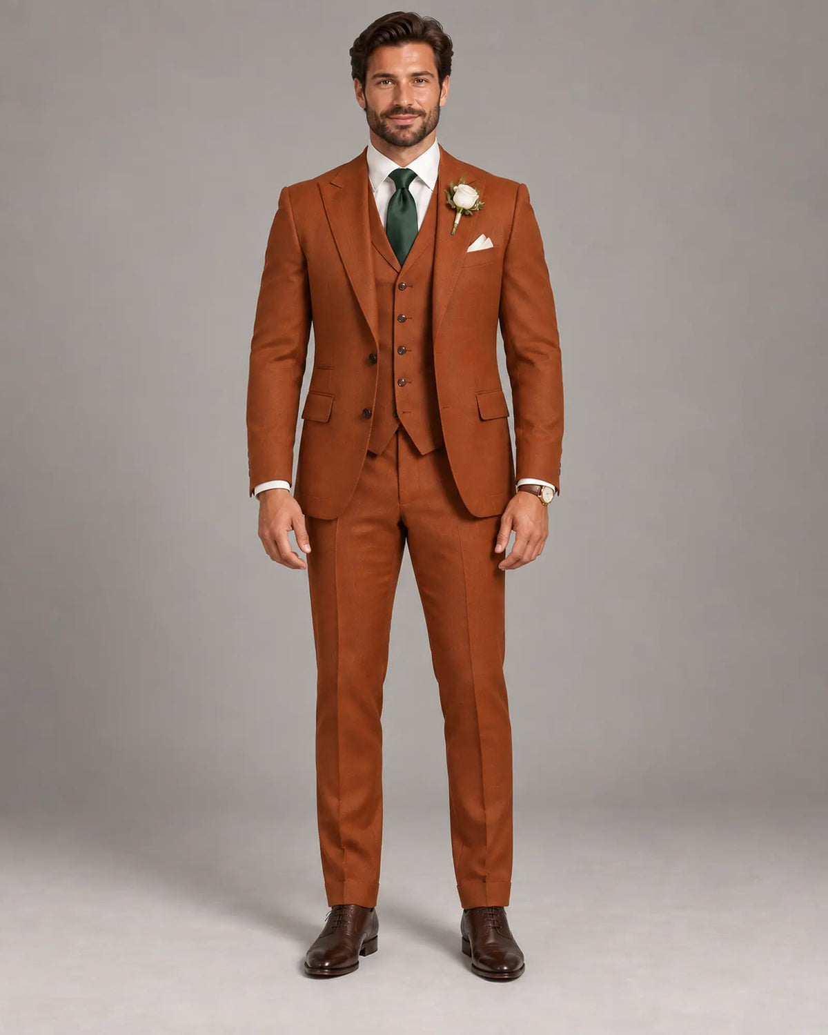 Men’s Burnished Copper Three-Piece Wedding Suit