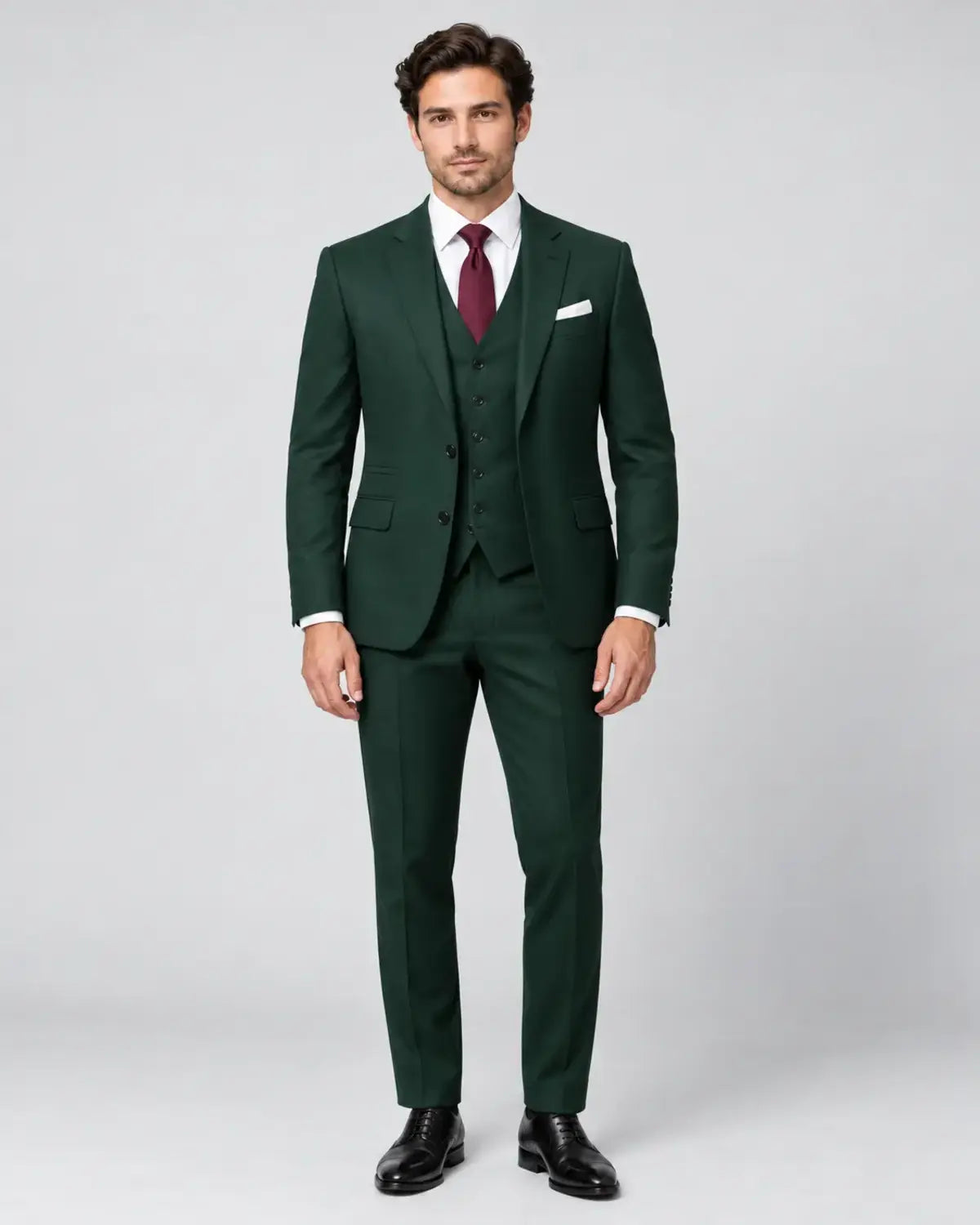 Men’s Deep Forest Green Three-Piece Business & Wedding Suit