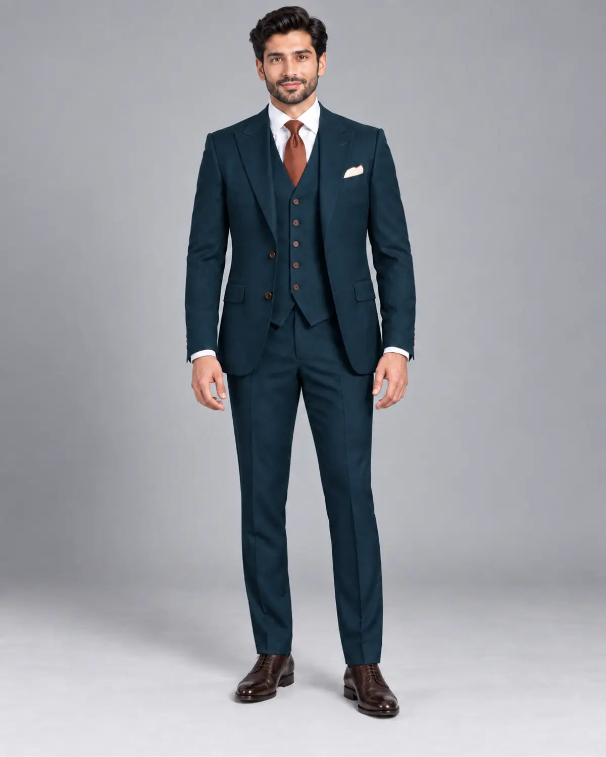 Men’s Deep Teal Three-Piece Business & Wedding Suit