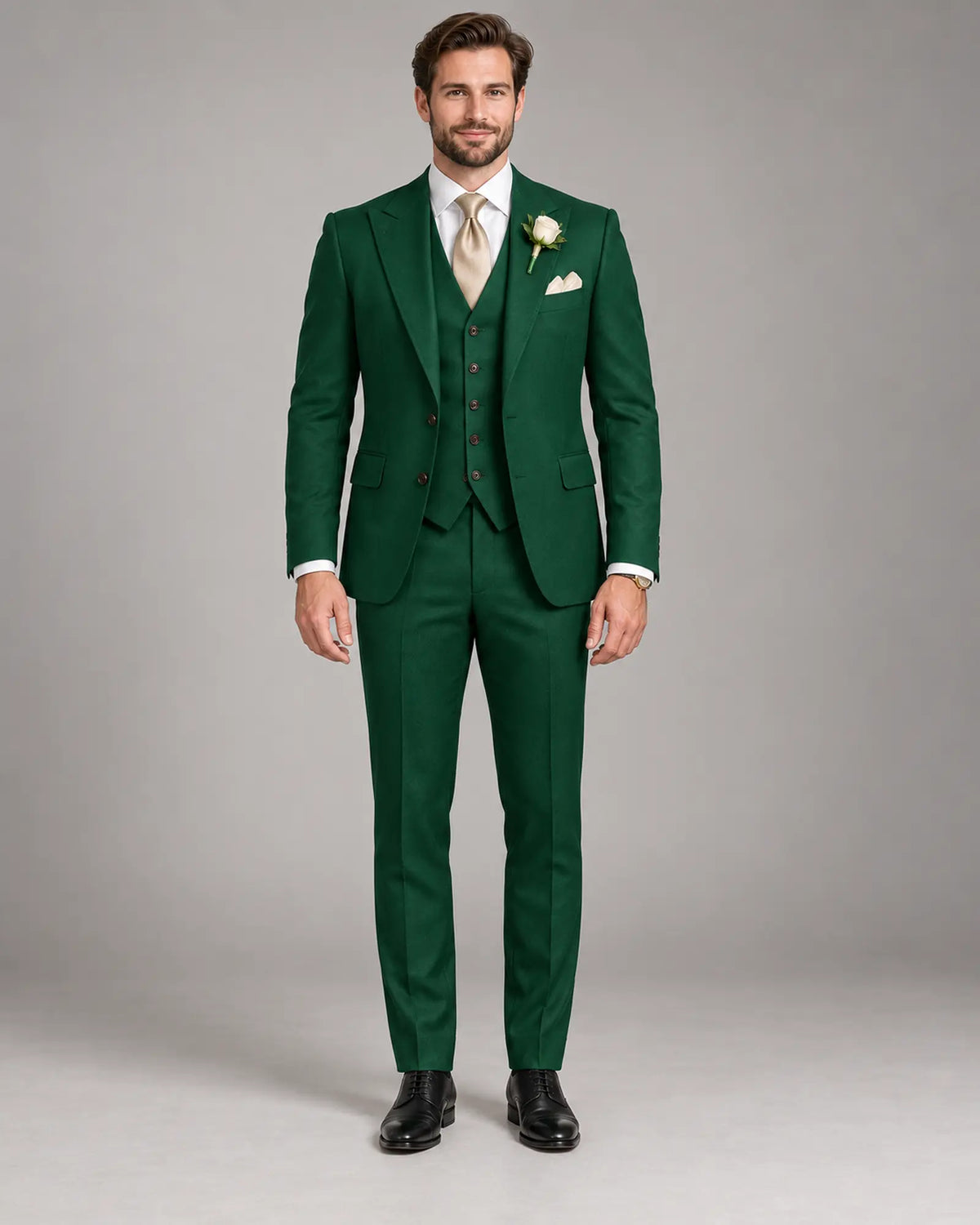 Men’s Emerald Green Three-Piece Wedding Suit