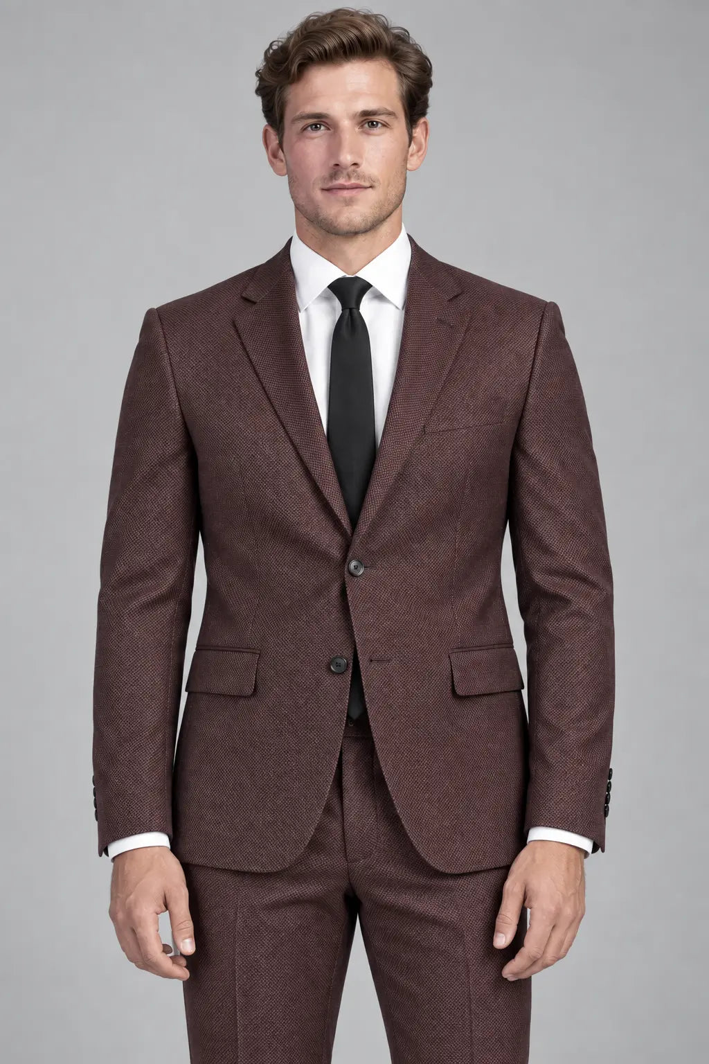 Men’s Mahogany Burgundy Two-Piece Business & Wedding Suit