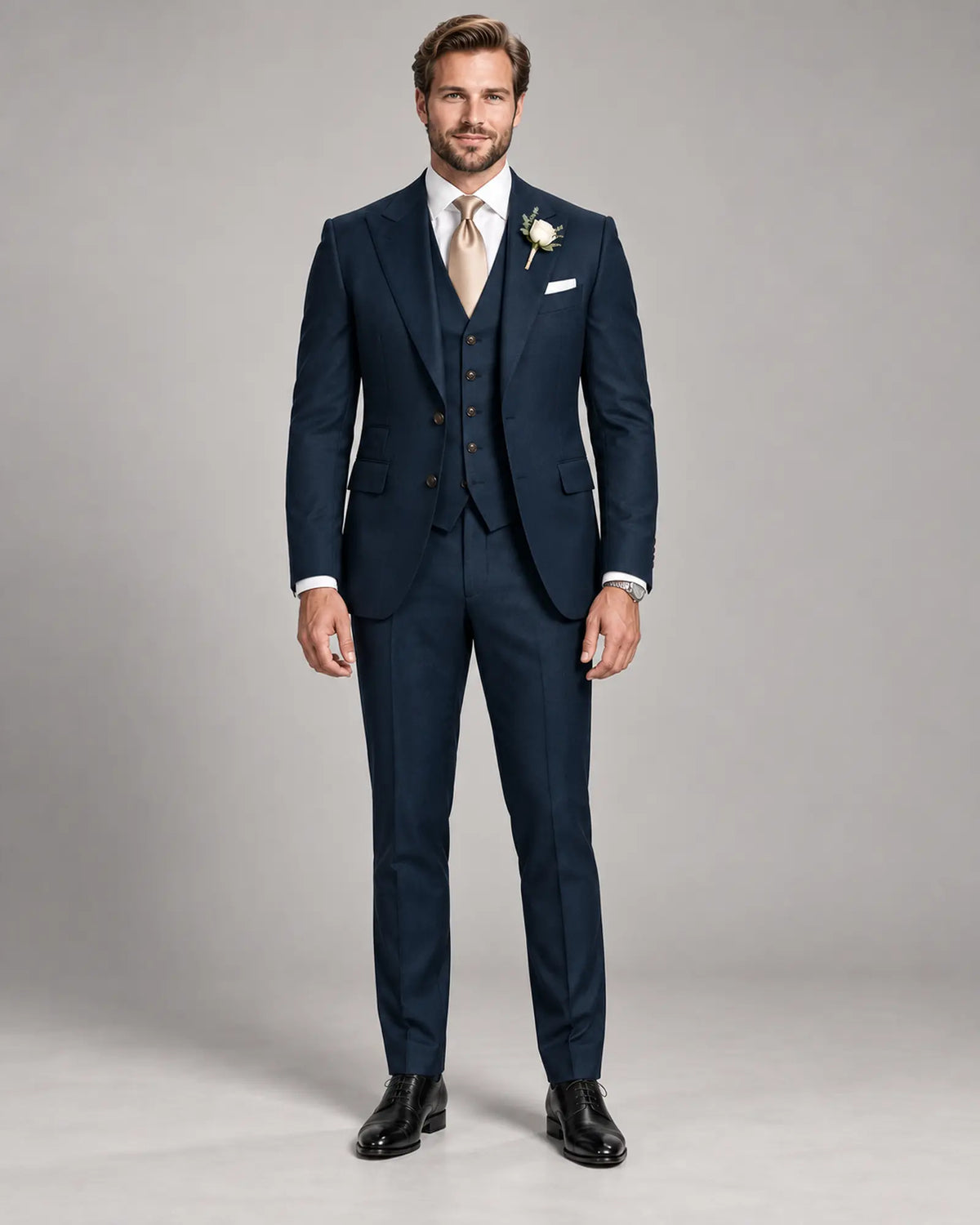 Men’s Midnight Navy Three-Piece Wedding Suit