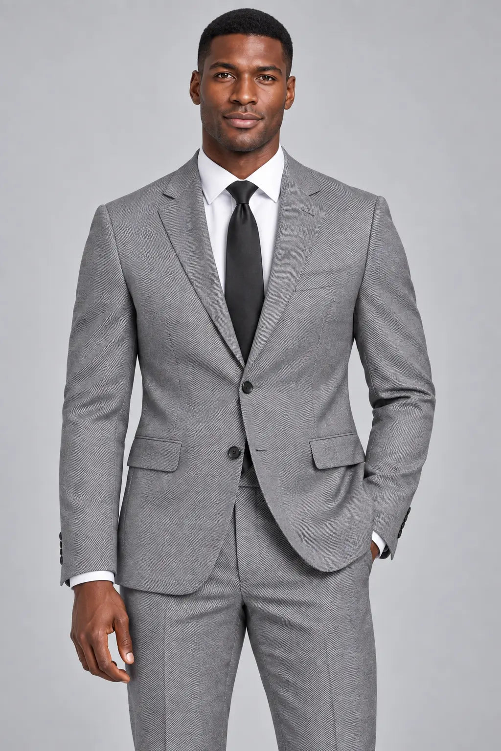 Men’s Pewter Grey Two-Piece Business & Wedding Suit