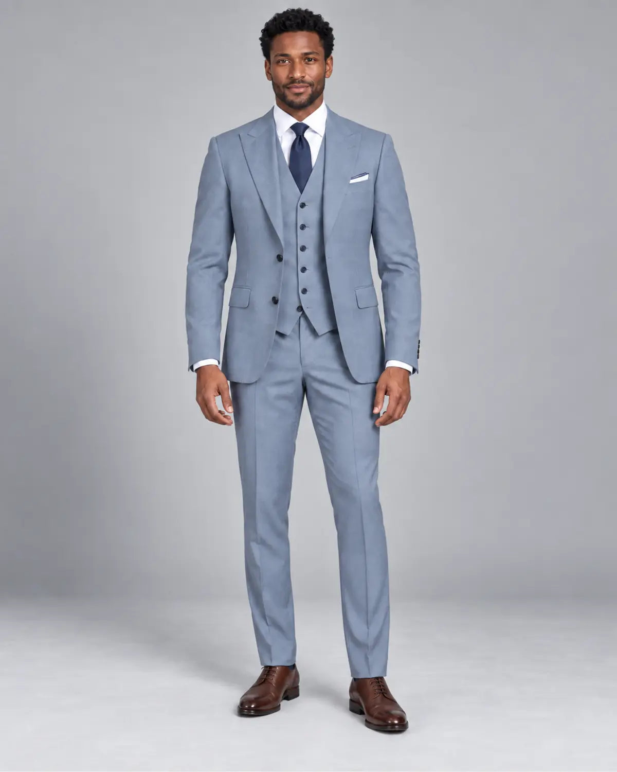 Men’s Powder Blue Three-Piece Business & Wedding Suit