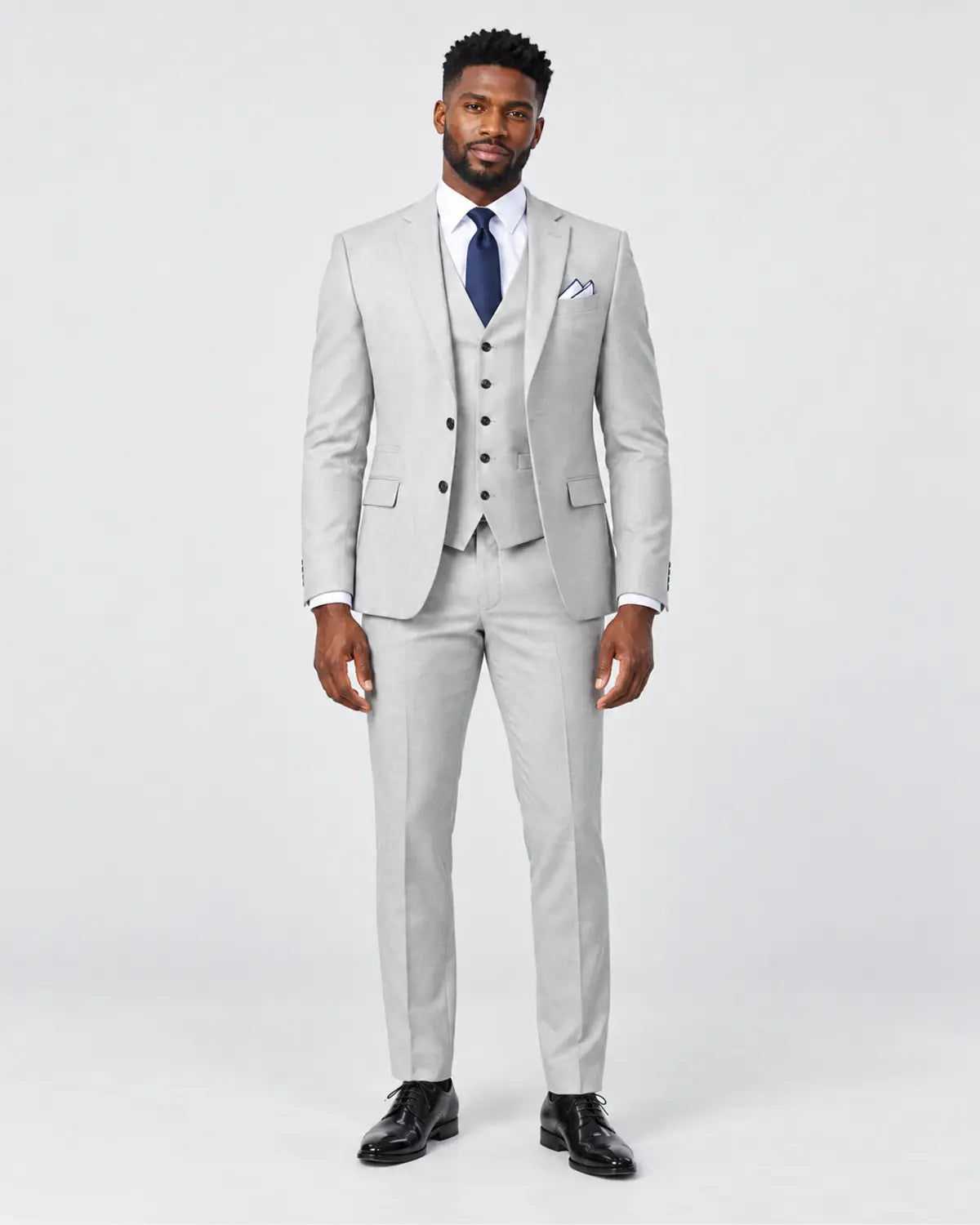 Men’s Silver Mist Grey Three-Piece Business & Wedding Suit