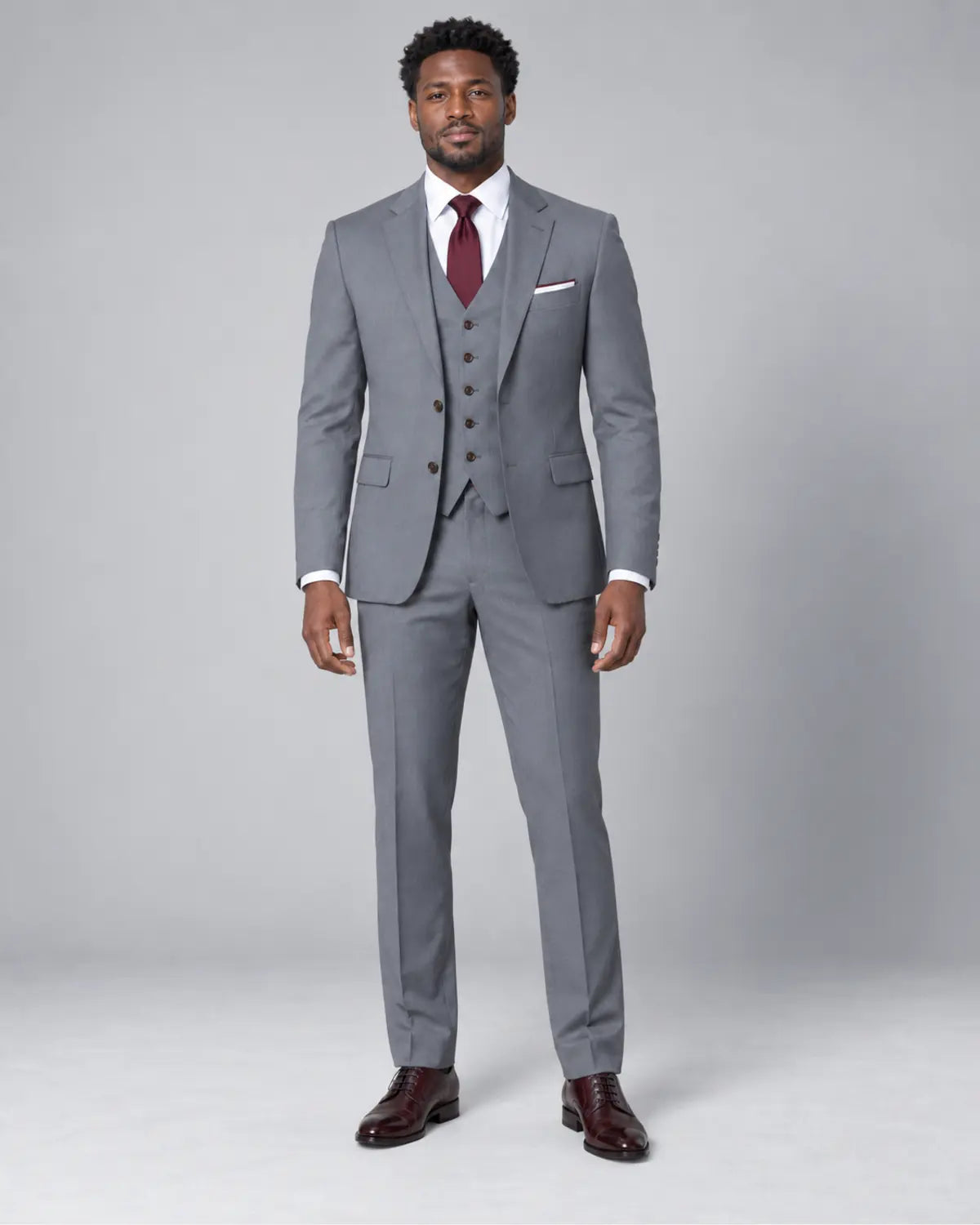 Men’s Steel Grey Three-Piece Business & Wedding Suit