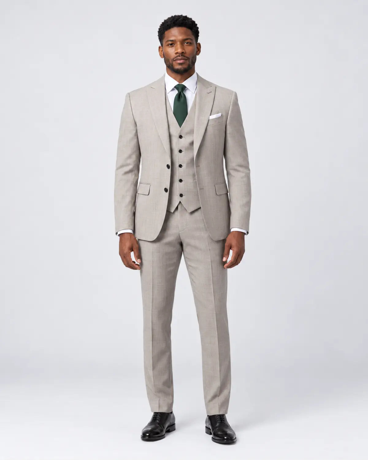 Men’s Stone Taupe Grey Three-Piece Business & Wedding Suit