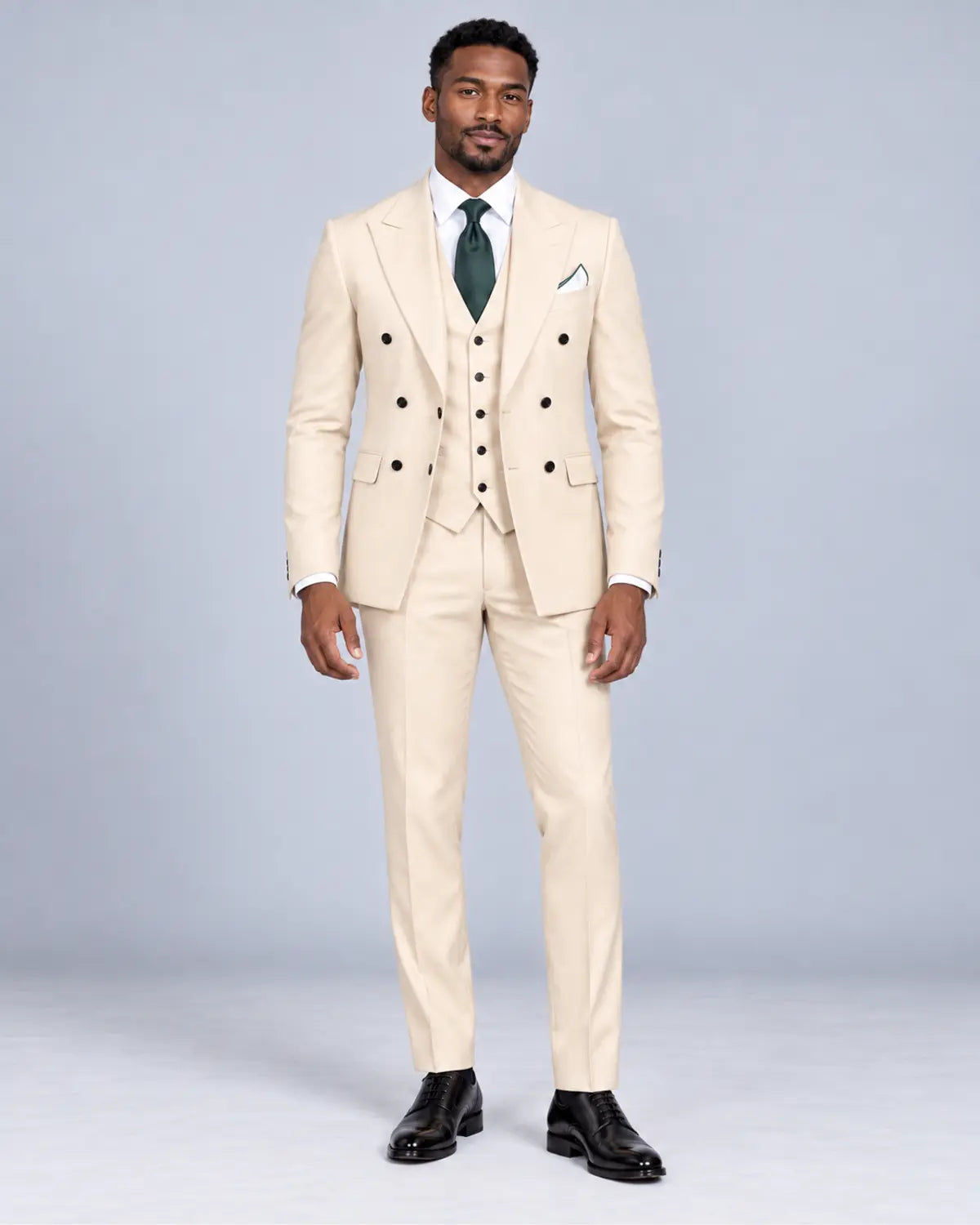 Men’s Warm Ivory Three-Piece Business & Wedding Suit