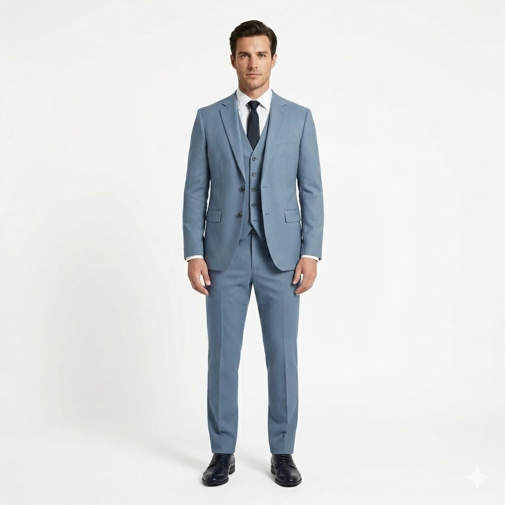 Signature Horizon Blue Tailored Suit | 3-Piece Formal Ensemble