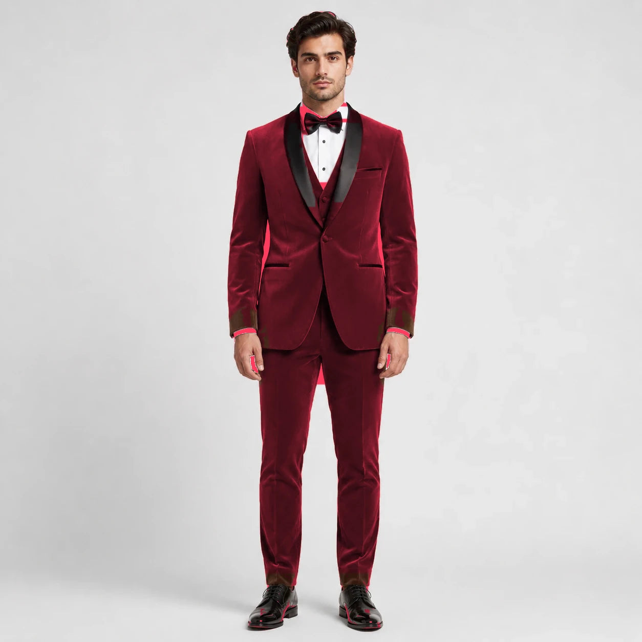 Burgundy Velvet Tuxedo – 3-Piece Occasion Tailoring | VogueNThreads