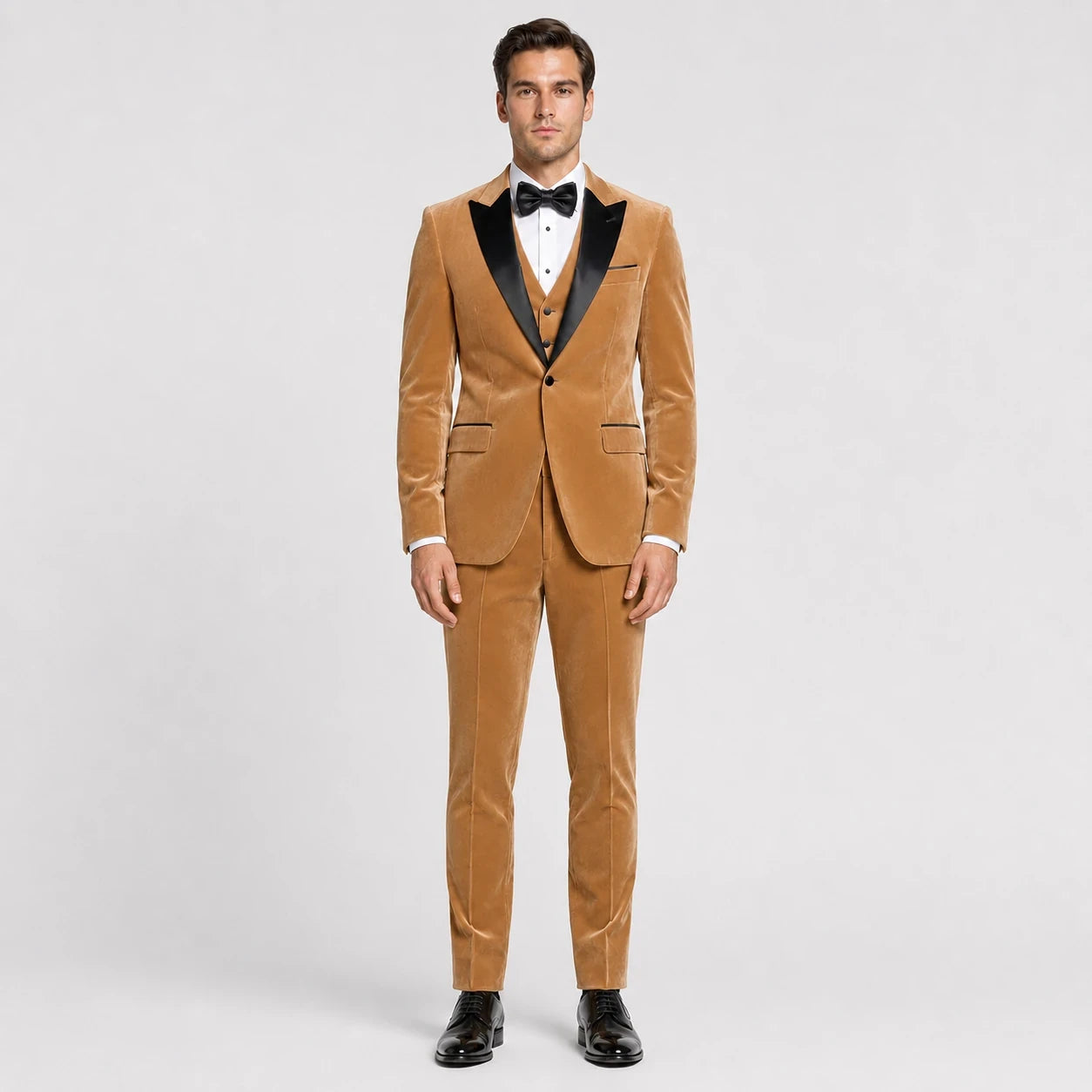 Camel Velvet Tuxedo – 3-Piece Occasion Tailoring | VogueNThreads