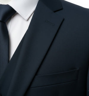 Deep Midnight Navy Twill – Executive 3-Piece Suit-suits-VogueNThreads