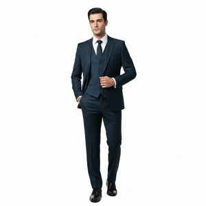Deep Midnight Navy Twill – Executive 3-Piece Suit-suits-VogueNThreads